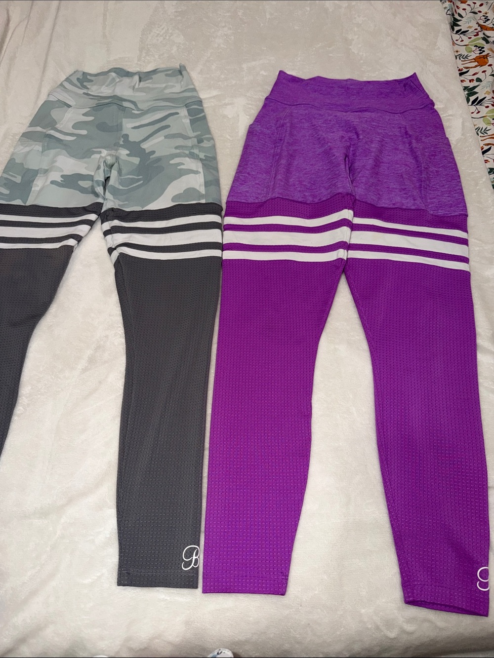Bombshell Sportswear Purple & Camo  Striped Athletic Leggings